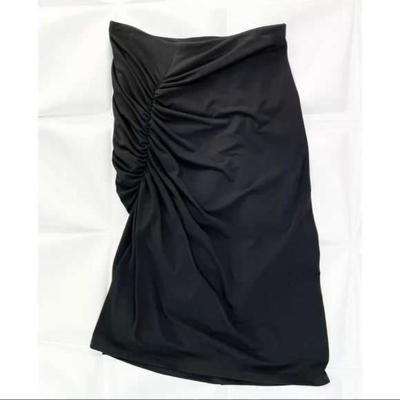 Joeffer Caoc Sz S Black Slinky Jersey Lycra Ruched Gathered Draped Midi Skirt - Picture 1 of 7